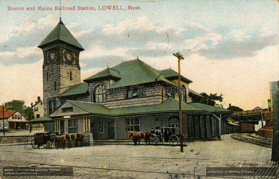 Postcard: Boston and Maine Railroad Station, Lowell, Massachusetts